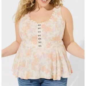 Torrid Babydoll Challis Corset‎ Top Size 2X Coquette Cottagecore Milkmaid